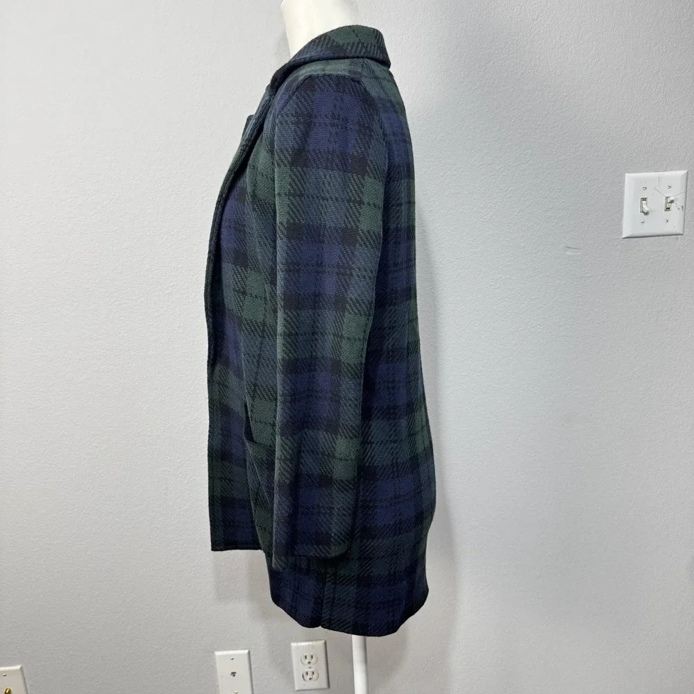 J.Crew Sweater Blazer Women's XXS Sophie Black Watch Plaid Open Front Pockets‎